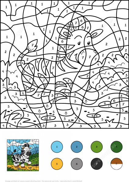 Zebra Color by Number image
