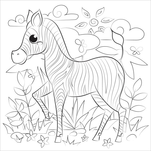 Zebra coloring page image
