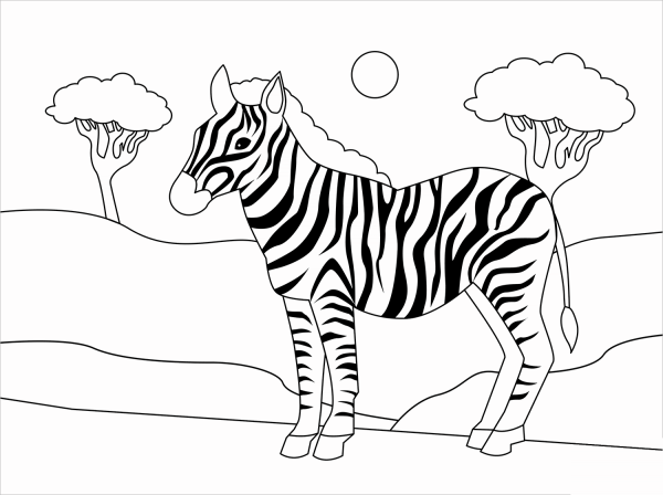 Zebra coloring page image