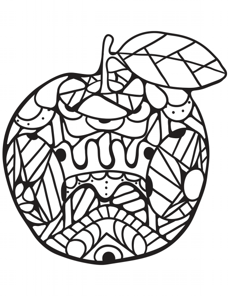 Zentangle Apple coloring page image