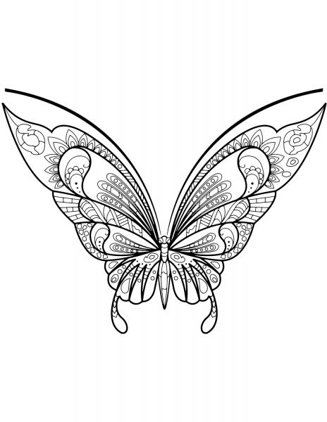 Zentangle Butterfly coloring page image