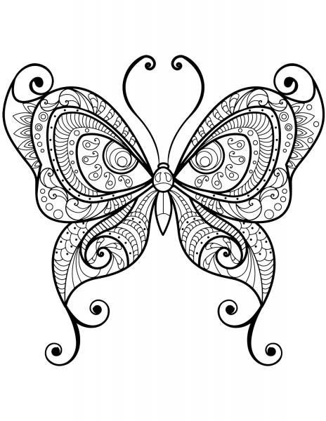 Zentangle Butterfly coloring page image