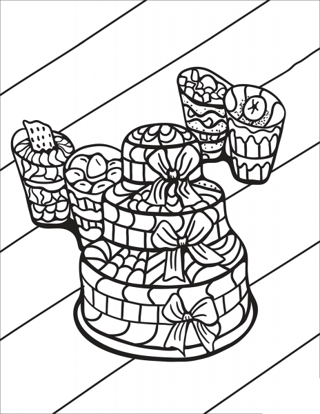 Zentangle Cakes coloring page image