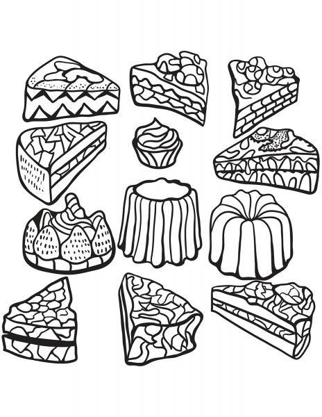 Zentangle Cakes coloring page image