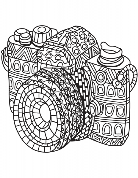 Zentangle Camera coloring page image