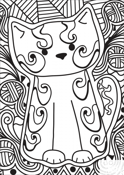 Zentangle Cat coloring page image
