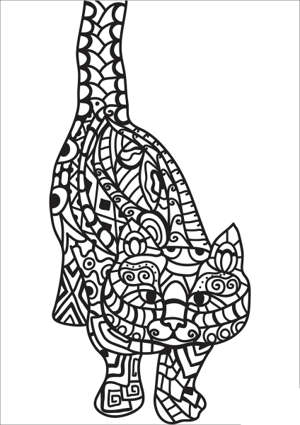 Zentangle Cat coloring page image