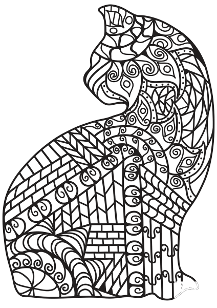 Zentangle Cat  coloring page image