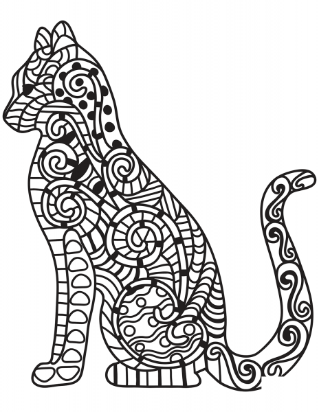 Zentangle Cat coloring page image