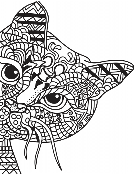 Zentangle Cat coloring page image