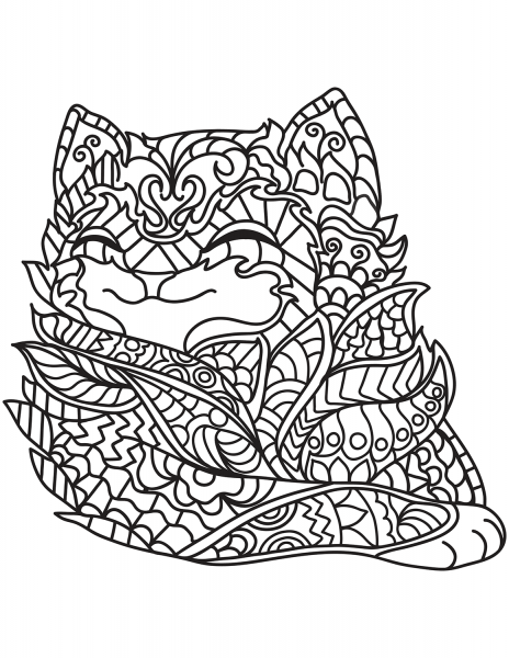 Zentangle Cat coloring page image