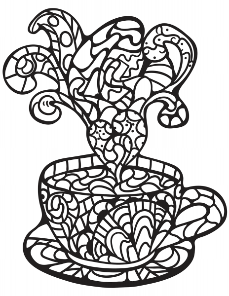 Zentangle Coffee Cup coloring page image