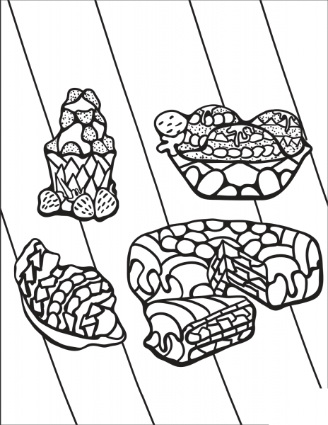Zentangle Desserts coloring page image