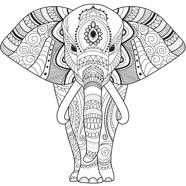 Zentangle Elephant coloring page image