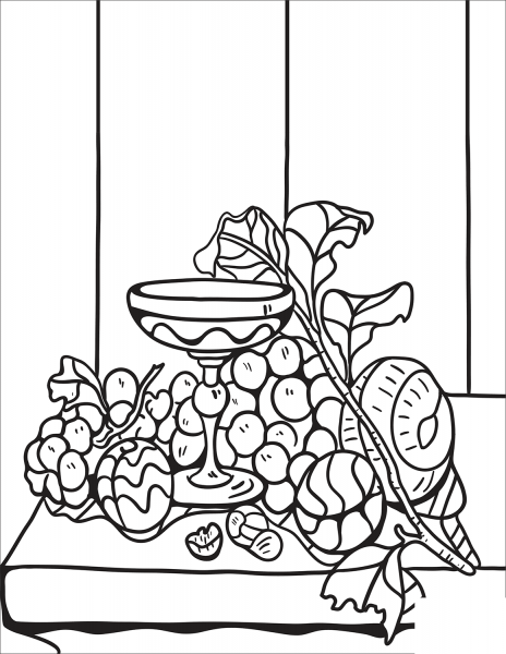 Zentangle Fruits and Chalice coloring page image