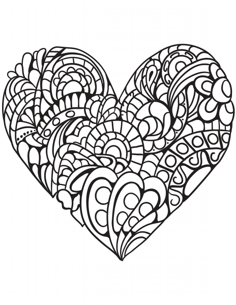 Zentangle Heart coloring page image