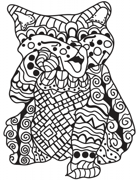 Zentangle Kitten coloring page image