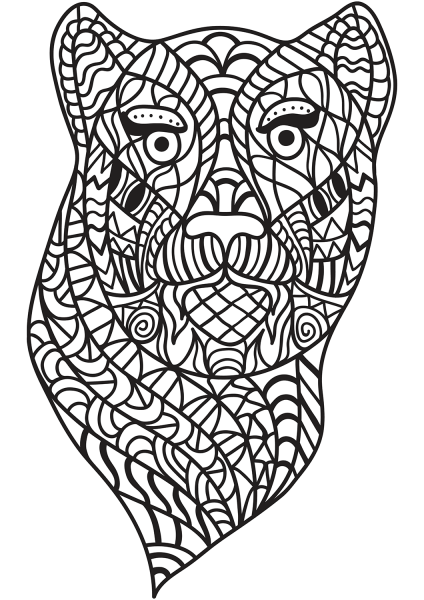 Zentangle Panther Head coloring page image