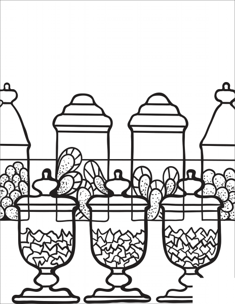 Zentangle Pattern with Urns coloring page image