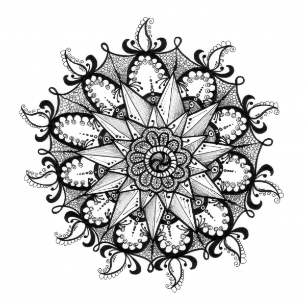Zentangle Rangoli coloring page image