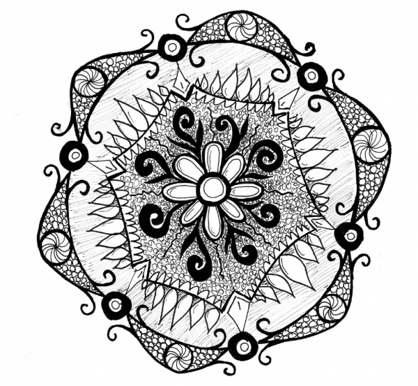 Zentangle Rangoli coloring page image