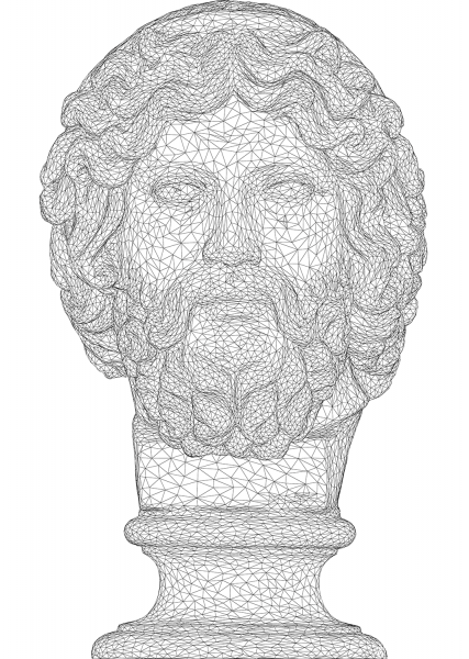 Zeus Bust 3D Wireframe coloring page image