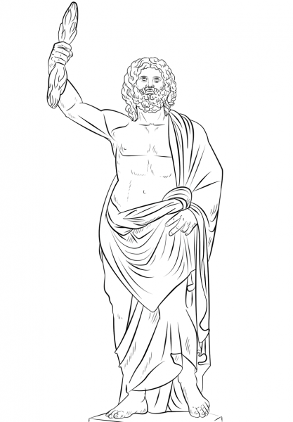 Zeus Greek God coloring page image