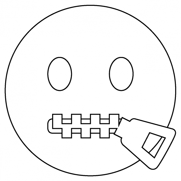 Zipper Mouth Face Emoji coloring page image