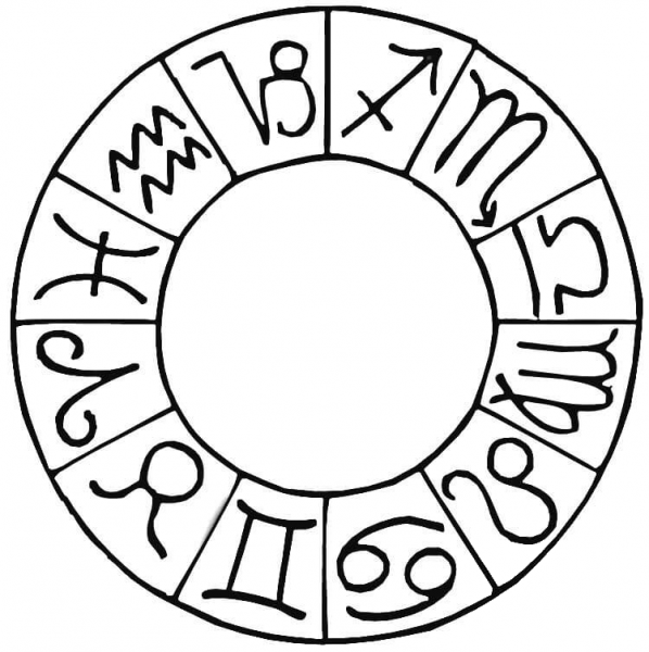Zodiac signs coloring page image