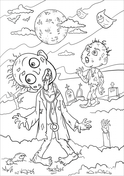 Zombie coloring page image