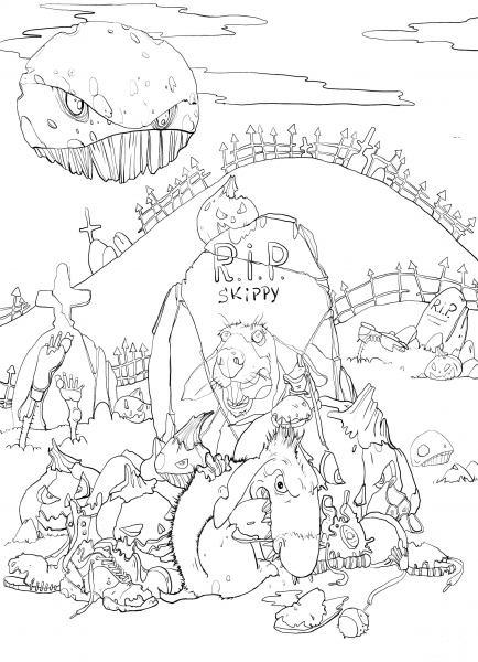 Zombie Dog Skippy coloring page image