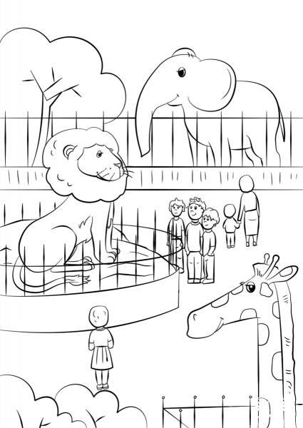 Zoo Animals coloring page image
