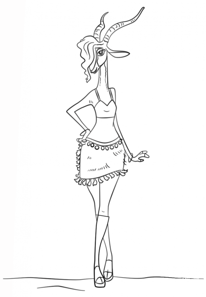 Zootopia Gazelle coloring page image