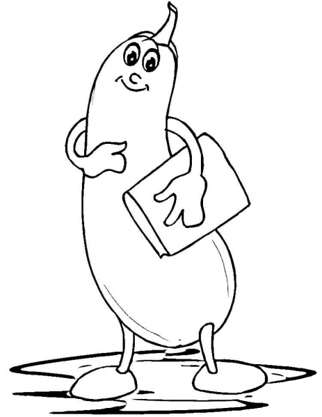 Zucchini with Book  coloring page image