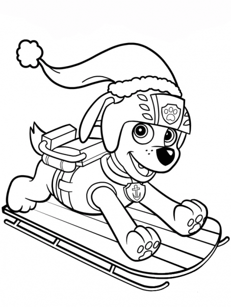Zuma on Sled coloring page image