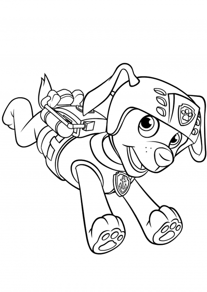 Zuma with Scuba Gear Backpack coloring page image