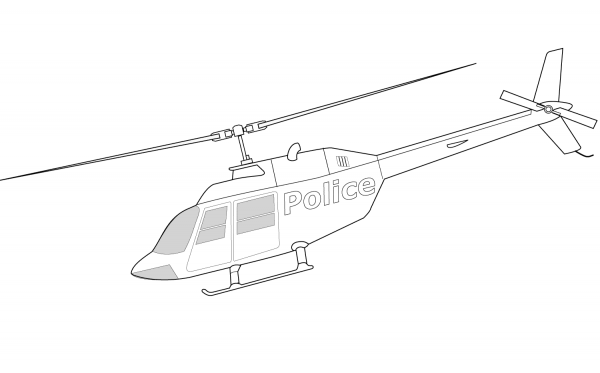 Bell 206A Police Helicopter coloring page image