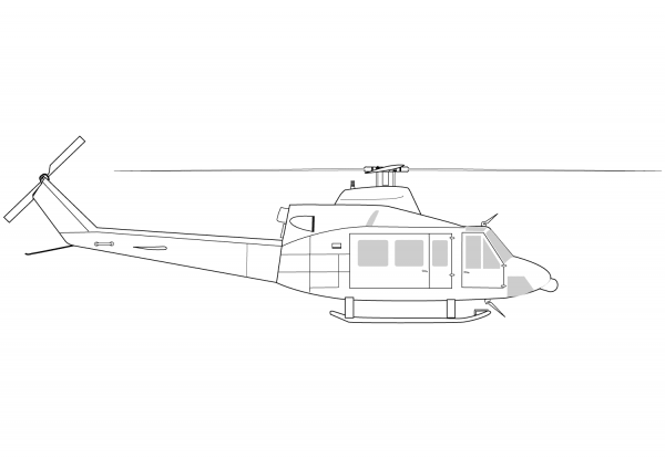 Bell 412 Helicopter coloring page image