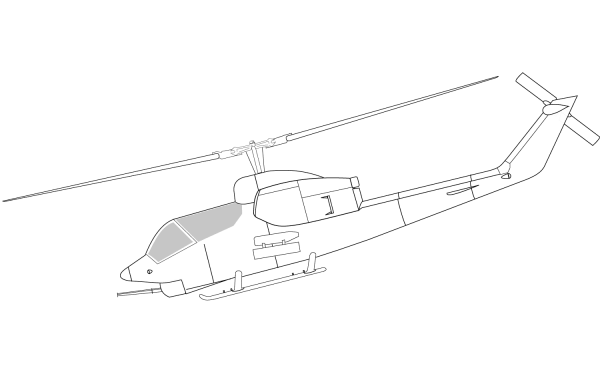 Bell AH-1J SeaCobra Helicopter coloring page image