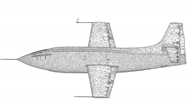 Bell X 1 Plane 3D Wireframe coloring page image
