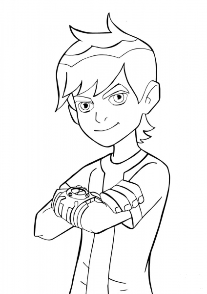 Ben 10 with Omnitrix coloring page image