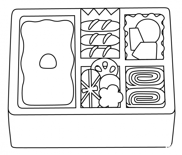 Bento Box Emoji coloring page image
