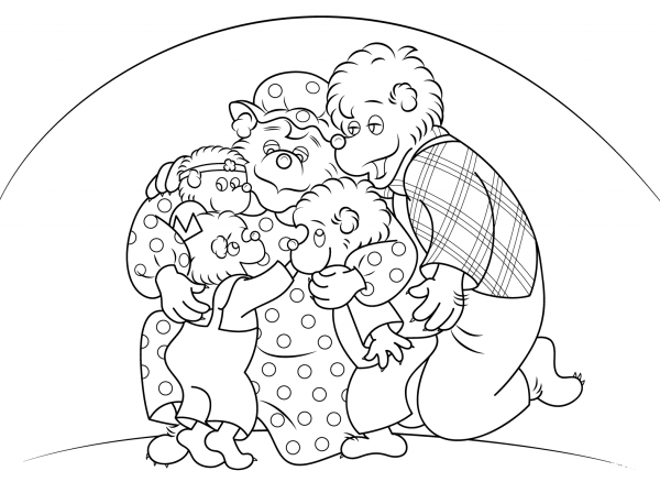 Berenstain Bears are Hugging coloring page image