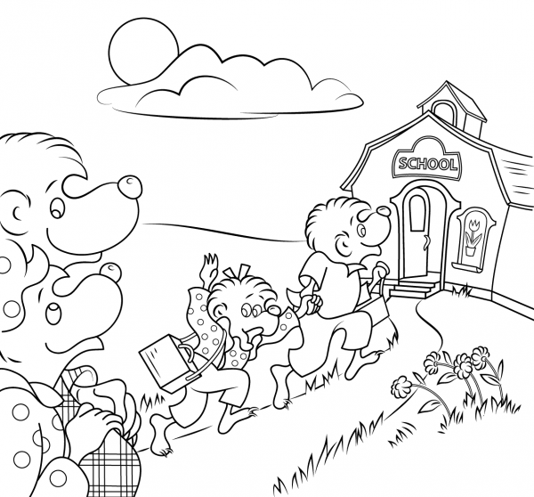 Berenstain Bears Go to School coloring page image