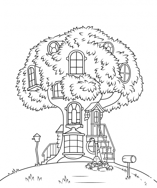 Berenstain Bears Treehouse coloring page image