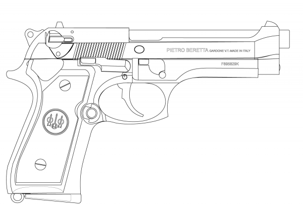 Beretta Pistol coloring page image
