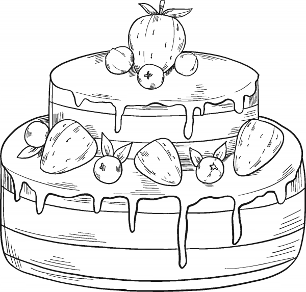 Berry Cake coloring page image