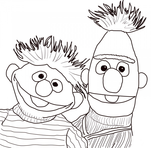Bert and Ernie Portrait coloring page image