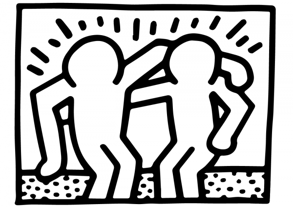 Best Buddies by Keith Haring coloring page image