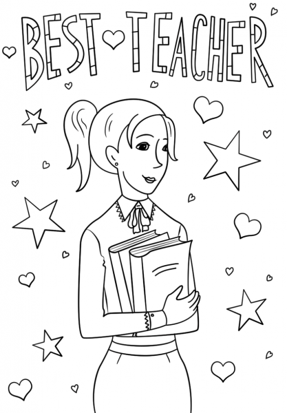 Best Teacher coloring page image